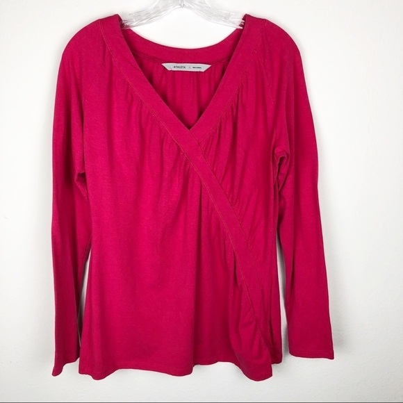 ATHLETA Pink V Neck Blouse​​​​​​ - Picture 1 of 6